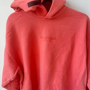 Fear of God Essentials Coral Orange Hoodie adult XS Boxy Fit